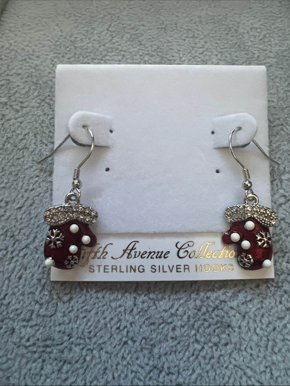 Sterling Silver Red Mitten Drop Earrings